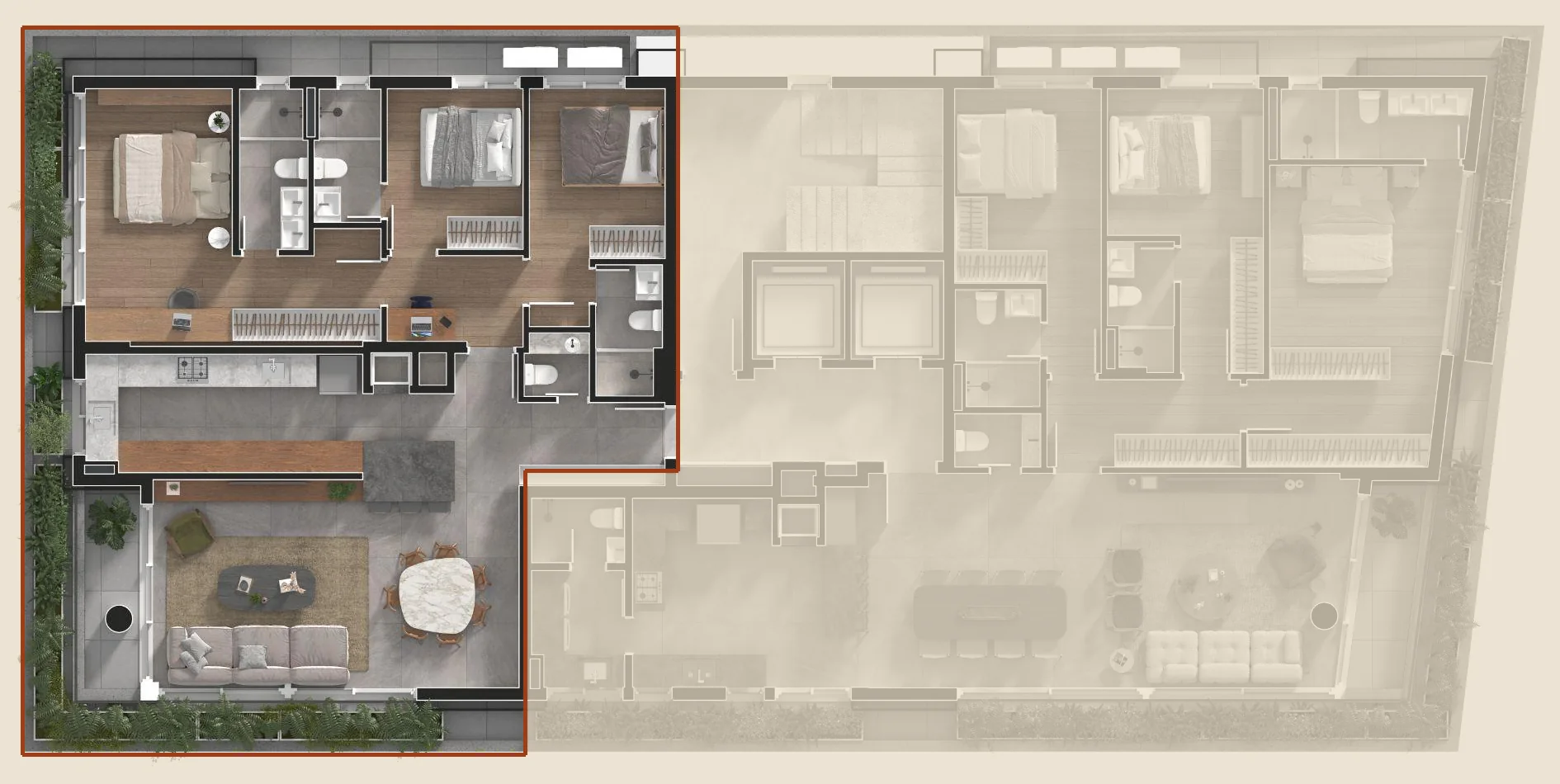 Planta de referência do apartamento Garden