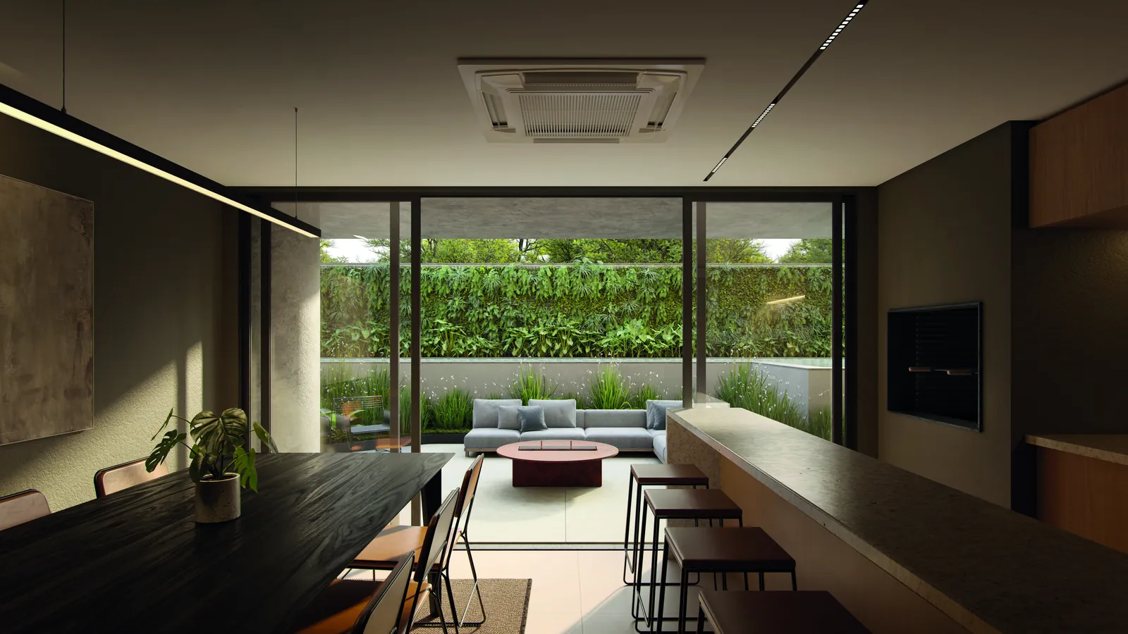 Espaço gourmet integrado ao solarium